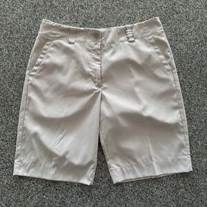 Nike Dri Fit Golf Shorts Womens 6‎ Cream 10" Inseam Stretch